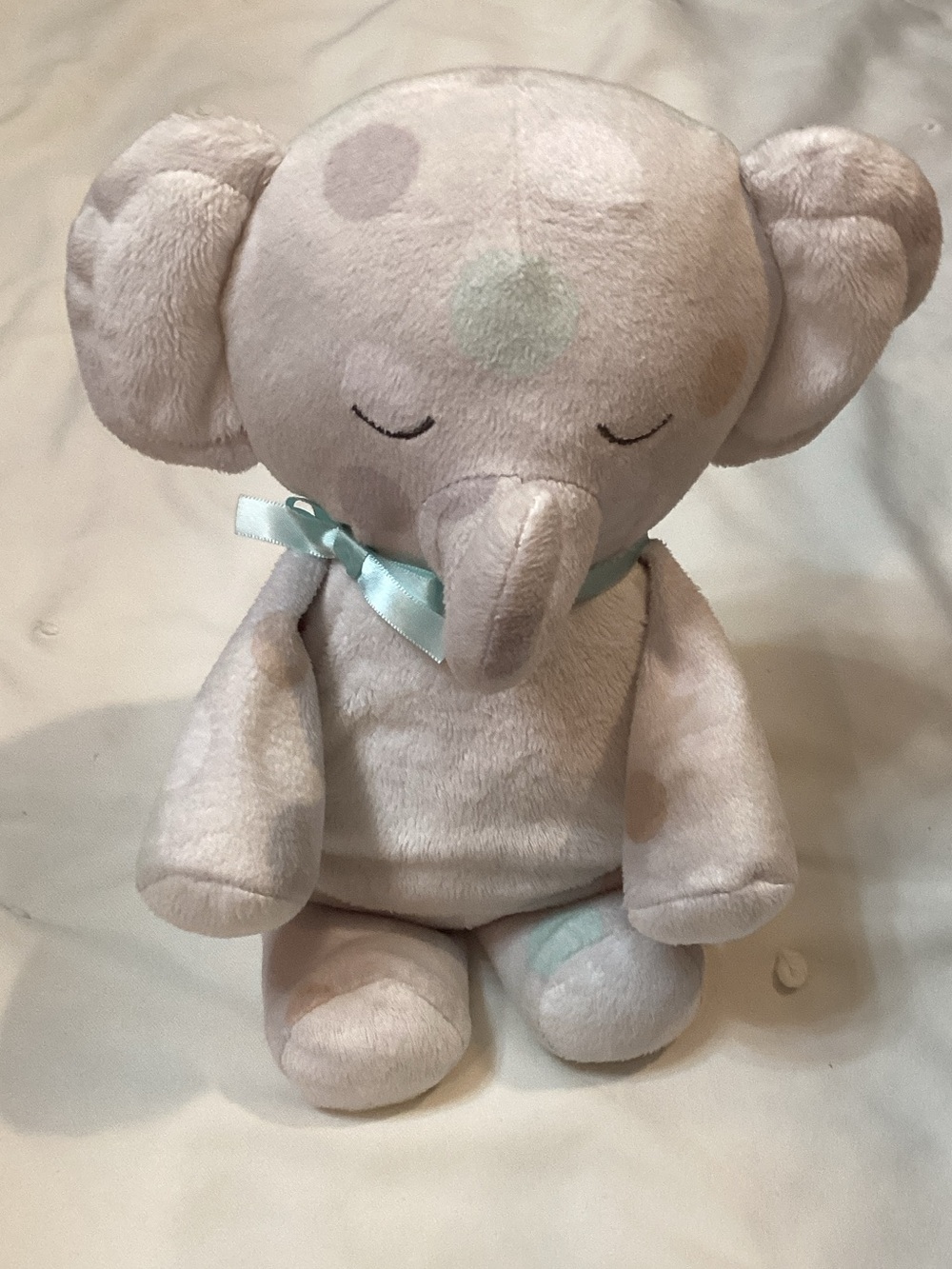 Just Born Plush Baby Elephant Plush Rattle Stuffed Animal Polka Dots Lovey Toy